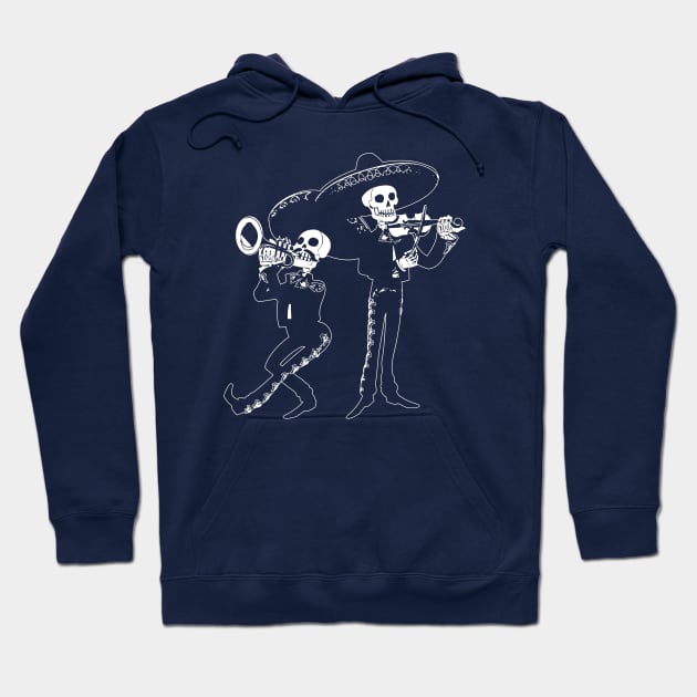 Mariachi Musician Funny Skeletons of Dia De Los Muertos Festival Hoodie by EddieBalevo